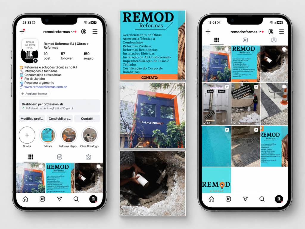 Feed Instagram di REMOD Reformas prima del restyling grafico e della nuova identità visiva