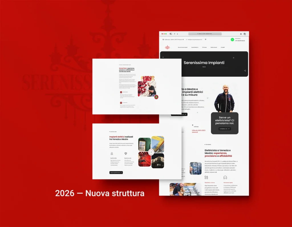 Restyling 2026 del sito Serenissima Impianti con nuova struttura web realizzata da Natalia Canaletti