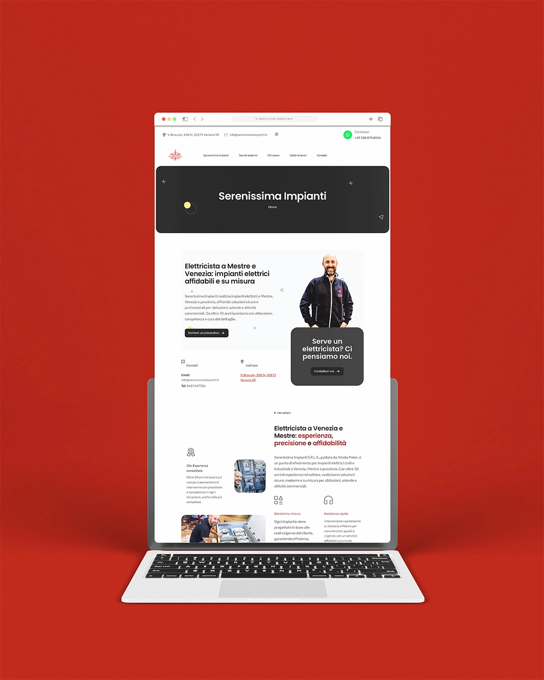 Restyling del sito web Serenissima Impianti realizzato da Natalia Canaletti, web designer freelance