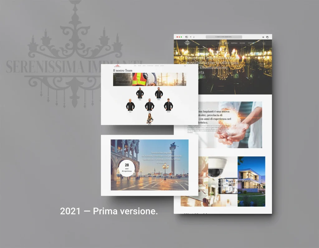 Prima versione 2021 del sito Serenissima Impianti nel portfolio web design di Natalia Canaletti