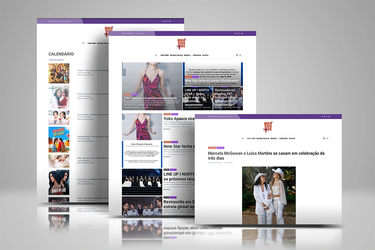 Mockup della prima versione del sito web Manzouque Magazine realizzato da Natalia Canaletti
